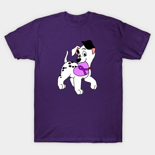 Dalmatian with purple Awareness ribbon T-Shirt by CaitlynConnor